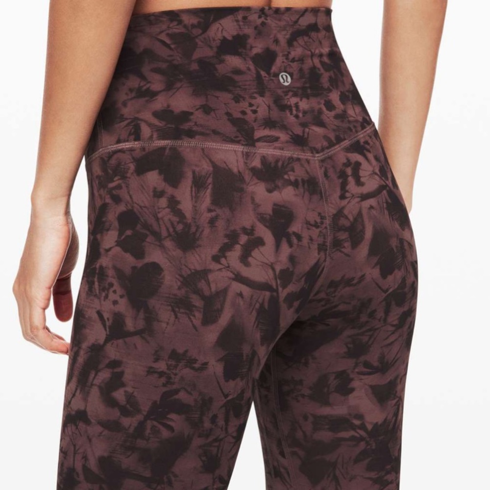 Lululemon Align Pant II 25” Mini Dusk Floral Antique Bark Black 6